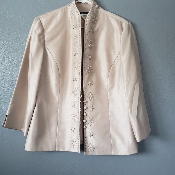 NWT Onyx Nite Long Dress Jacket Tan Sz 12 set 2 pc - Picture 1 of 8